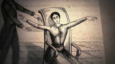 {\an1}HARRINGTON: Hypnosis drew from
the exorcism rituals. - Mysteries of Mental Illness