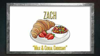{\an8}A white chocolate croissant
with cinnamon cereal - No Recipe Road Trip With the Try Guys