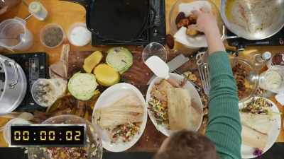 {\an8}[crowd] ...two,
one! [cheering] - No Recipe Road Trip With the Try Guys