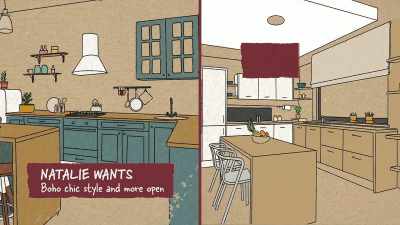 {\an8}David also wants the kitchen
to be more functional
for Natalie's needs, - Renovation Impossible