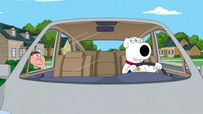 {\an8}Huh, brake's out. - Family Guy