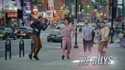 {\an8}[narrator] Meet the Try Guys. - No Recipe Road Trip With the Try Guys