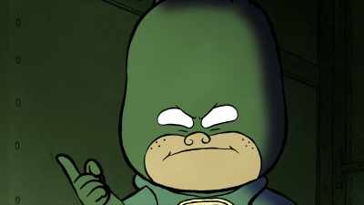 {\an8}Oh, yeah?
Give me back my belt. - Merry Little Batman
