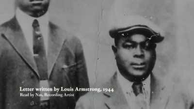 {\an8}So when Joe sent for me
to join him in Chicago, - Louis Armstrong's Black & Blues