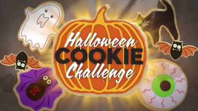 {\an8}[spooky music playing] - Halloween Cookie Challenge