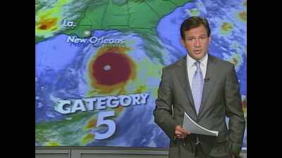 {\an8}We begin tonight with Hurricane Katrina
which could be among - Five Days at Memorial