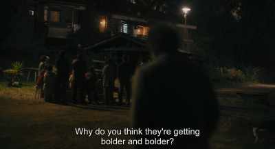 {\an8}Why do you think they're getting
bolder and bolder? - Minamata
