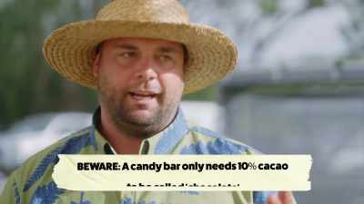 {\an8}Yeah, so that's the same
quality of cacao that most - What Am I Eating? With Zooey Deschanel