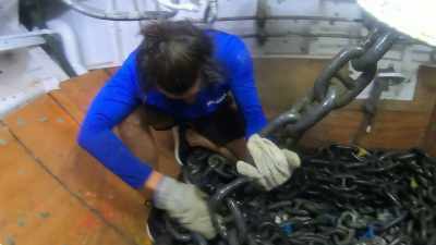Anchor is at the waterline. - Below Deck Down Under