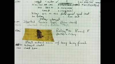 And below it he wrote,
"First actual bug found." - Time Bomb Y2K