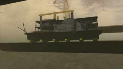 And between the two barges,
left and right, - Beyond Oak Island