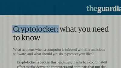 And Cryptolocker, a
ransomware program installed - Cyberwar