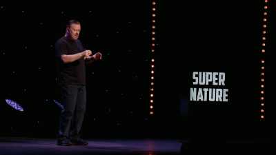 And when he gets to those,
he still goes, - Ricky Gervais: SuperNature