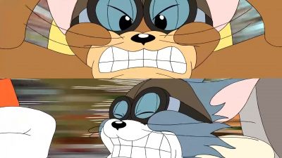 And here they come, folks. What
an incredible final lap. Right, Biffaroni? - Tom and Jerry: The Fast and the Furry