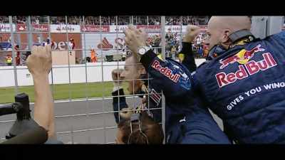 And here comes Mark Webber.
It's a 1-2 for Red Bull. - Brawn: The Impossible Formula 1 Story