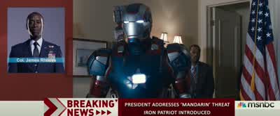 And how is President Ellis respondingBy taking the guy they call War Machineand giving him a paint job - Iron Man 3