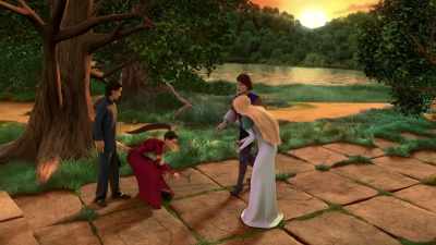 And I was kneeling next to her,
sort of cradling her. - The Swan Princess: Kingdom of Music