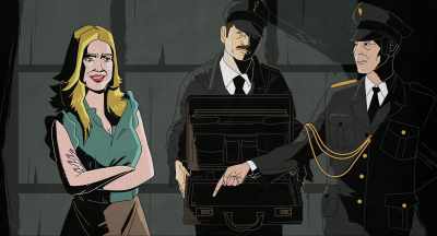 And in the crudely created
false bottom of her suitcase, - Murder of God's Banker