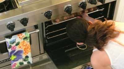 And now we're gonna salt our water - Selena + Chef