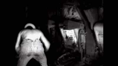 And red down lighting, shining onto sand - The Buildings That Fought Hitler