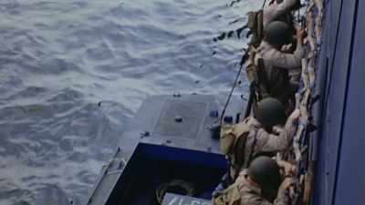 And rehearse with simulated
naval gunfire and air support. - The Pacific War in Color