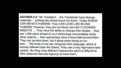 And he says, Mr.
President, the Trantaloids - Truth Hunter