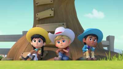 And it takes a steady hand to
steer big old Biscuit! - Dino Ranch