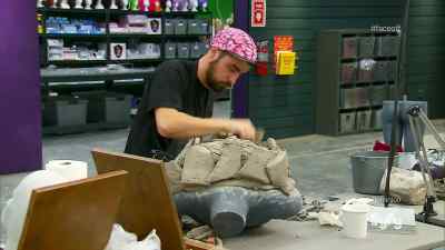 And then I get working
on finishing the back - Face Off