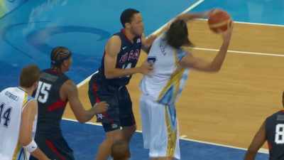 And then Manu went down.
It was like, "Oh." [chuckles] - The Redeem Team