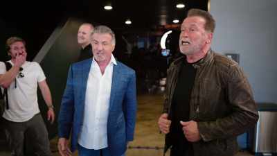 And then pulled up
on the other end - Arnold & Sly: Rivals, Friends, Icons