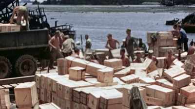 AND UNLOAD EVERYTHING
FROM FOOD TO HEAVY MACHINERY. - The Pacific War in Color