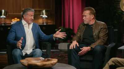 And we're working out, he goes,
"Let's have a competition
with bench press." - Arnold & Sly: Rivals, Friends, Icons