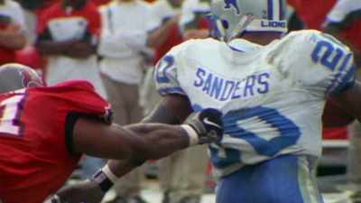 [announcer] Career rushing,
and Sanders second all-time - Bye Bye Barry