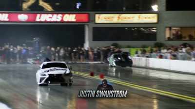[announcer] Justin Swanstrom
gets the win. - Street Outlaws No Prep Kings Team Attack
