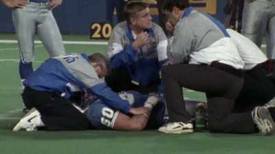 [announcer] Mike Utley
is down for the Lions. - Bye Bye Barry