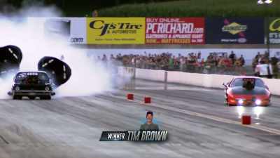 [announcer] Tim Brown
with the win, - Street Outlaws No Prep Kings Team Attack