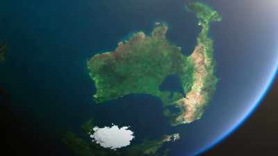 Antarctica, drifting southwards,
became locked in ice. - Seven Worlds, One Planet
