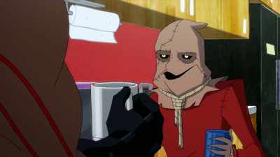 - Anyway, I heard Harley...
- [Joker] Morning. - Harley Quinn
