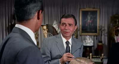 First you're the outraged Madison avenue manwho claims he's been mistaken for someone elseThen you play the fugitivesupposedly trying to clear his name of a crime he knows he didn't commitNow you play the peevish lover stung by jealousy and betrayalIt - North by Northwest