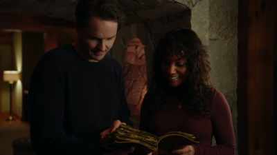 (April chuckles)
(Harrington chuckles) - Magic in Mistletoe