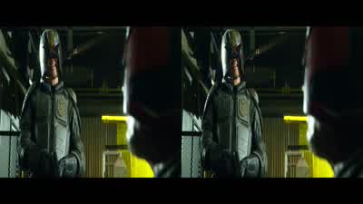 Judge Dredd, the Judge Dredd finally gets on the wrong end of a gun, and what he says is "wait." You know what? - Dredd