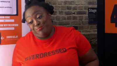 Are you overdressed?
'Cause it says "Overdressed." - Backstage with Katherine Ryan