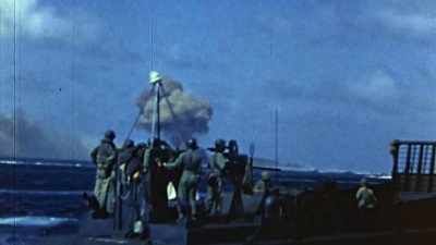 As they approach
Kwajalein on February 1st, - The Pacific War in Color