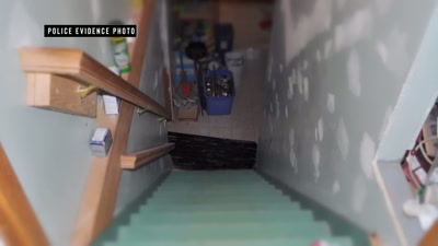 As he's being led into the house - How I Caught My Killer