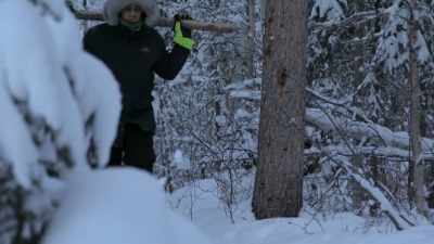 As I'm walking along holding
up the stick nice and high - Life Below Zero: Next Generation