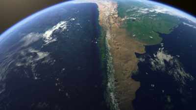 As the collision continues,
the sea floor is dragged downwards, - Seven Worlds, One Planet