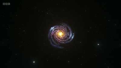 As the galaxy revolves, - Secrets of Size: Atoms to Supergalaxies