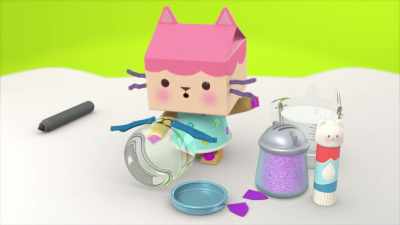 As the glue dries,
pour your water into the jar. - Gabby's Dollhouse