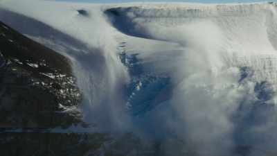 As these gale-force winds
descend from the ice sheet, - Frozen Planet II