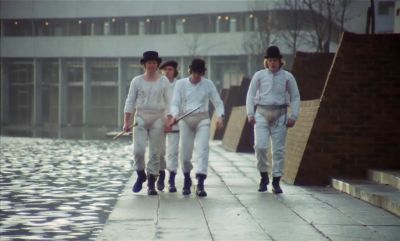 As we walked along the flatblock marina - A Clockwork Orange